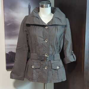 Elegant Charcoal Women's Trench Coat